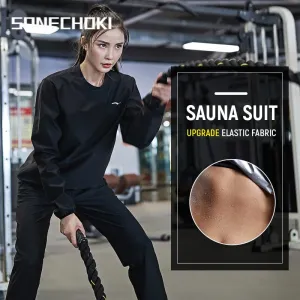 2 Piece Set Women’s Pullover Black Sauna Suit