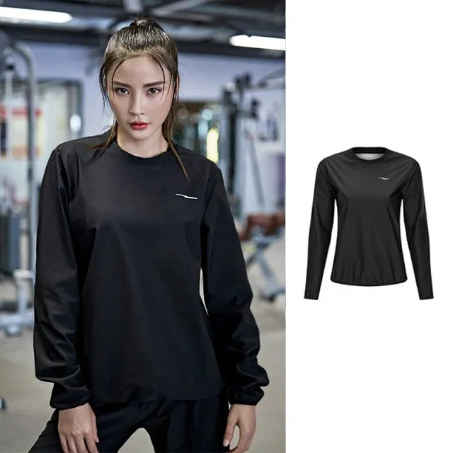 2 Piece Set Women’s Pullover Black Sauna Suit