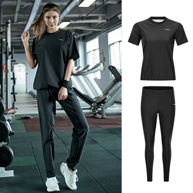 2 Piece Set Women’s Pullover Black Sauna Suit