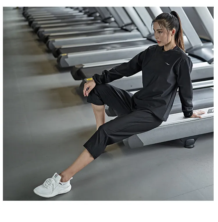 2 Piece Set Women’s Pullover Black Sauna Suit
