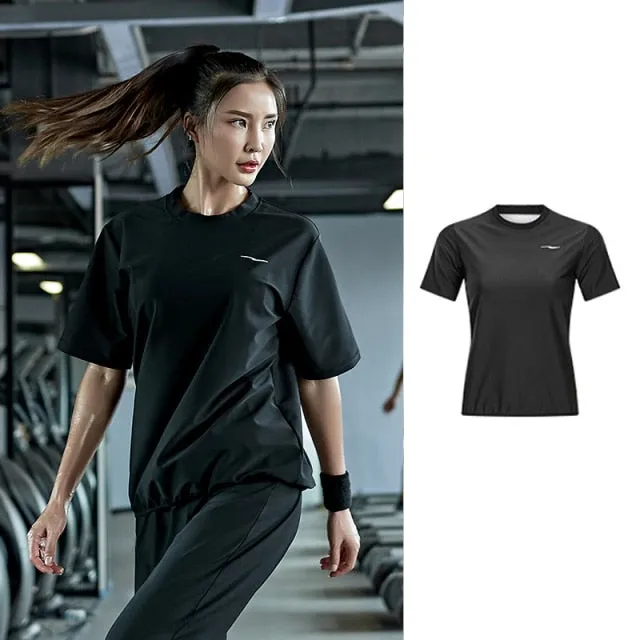 2 Piece Set Women’s Pullover Black Sauna Suit