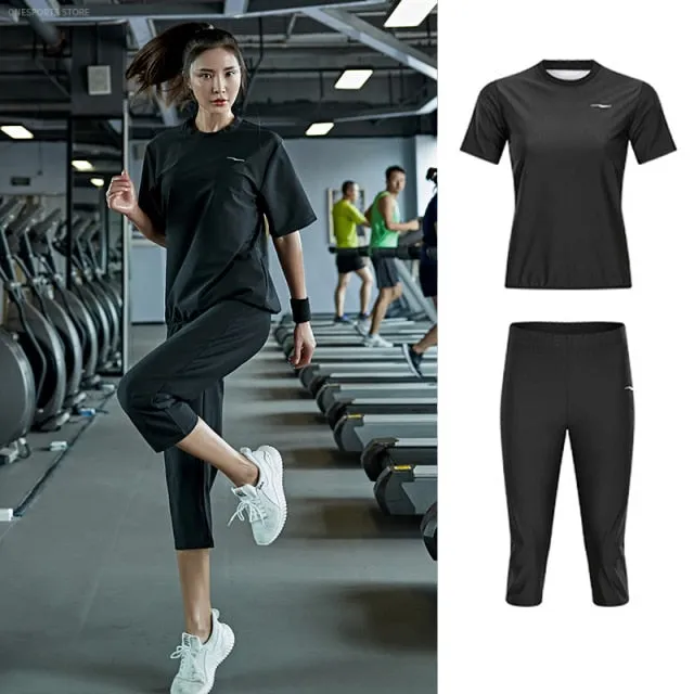 2 Piece Set Women’s Pullover Black Sauna Suit