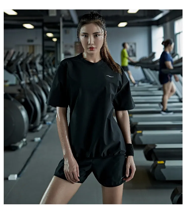 2 Piece Set Women’s Pullover Black Sauna Suit