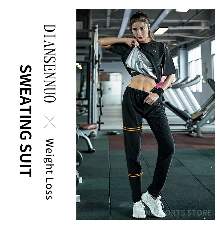 2 Piece Set Women’s Pullover Black Sauna Suit