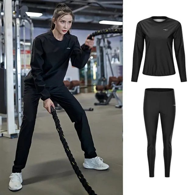 2 Piece Set Women’s Pullover Black Sauna Suit