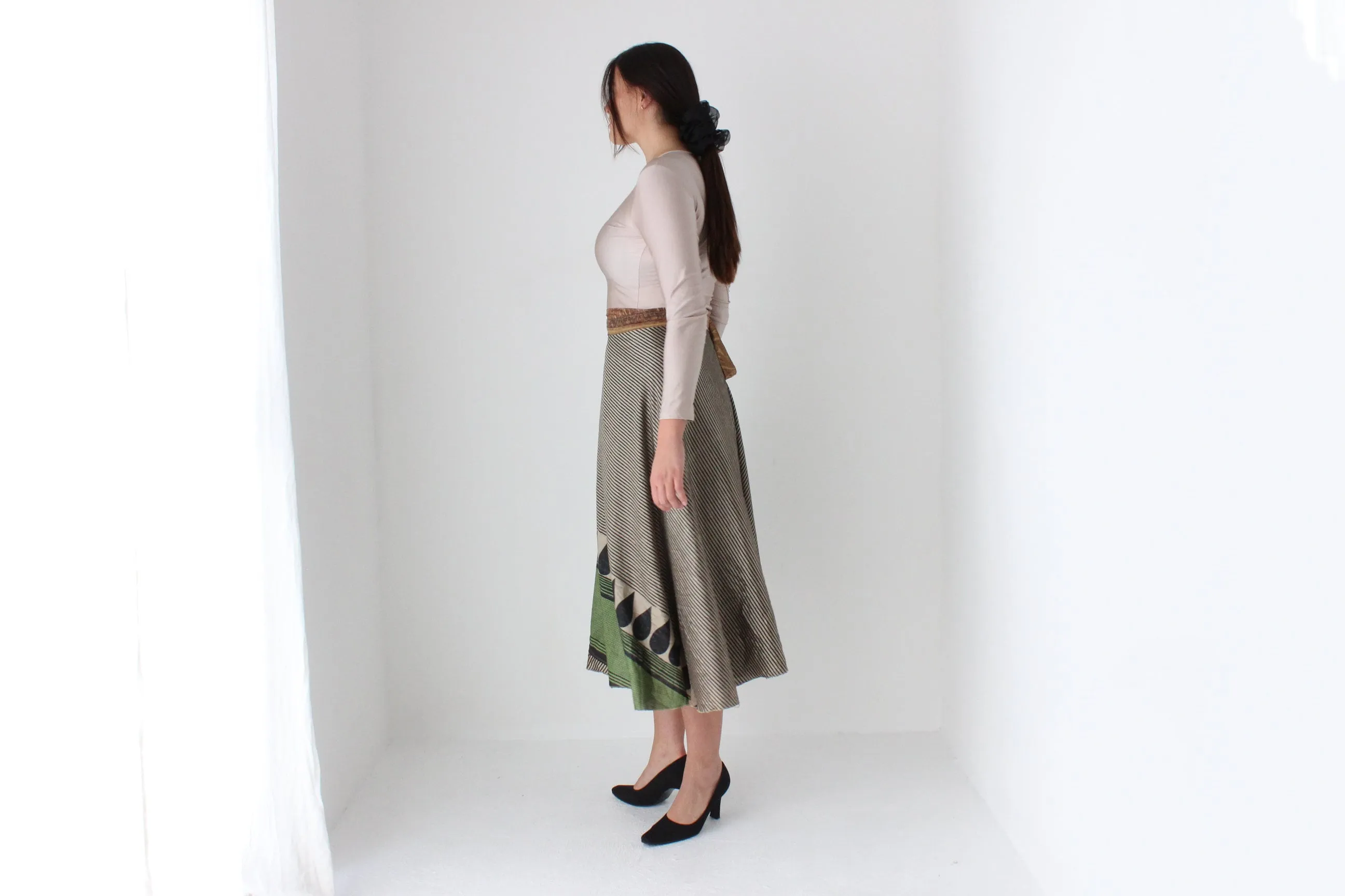 2000s Wearable Art Tie Up Free Size Wrap Skirt