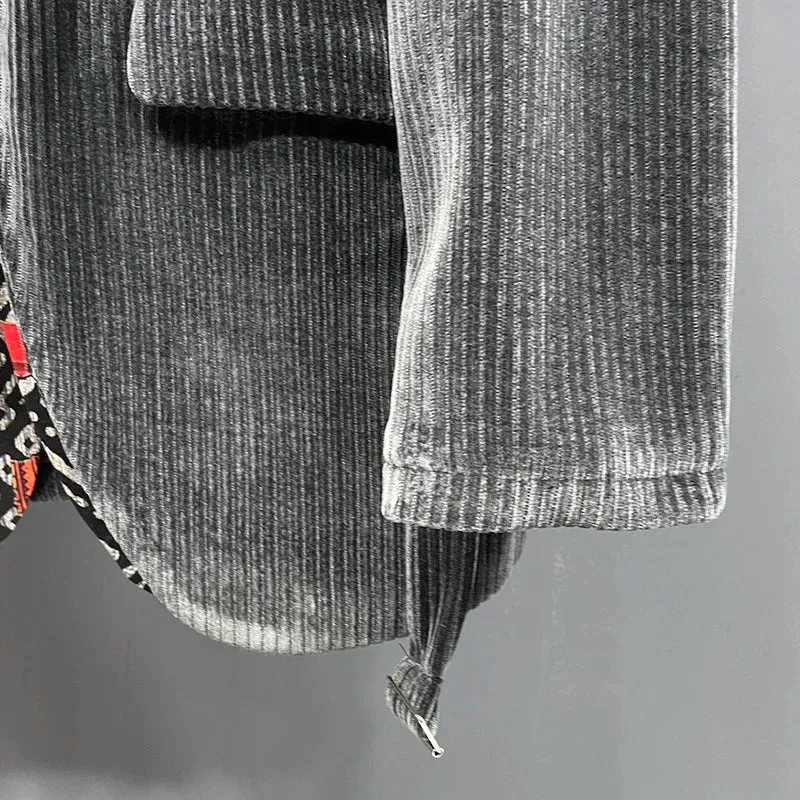 Asymmetric Fake Two Pieces Corduroy Blazer