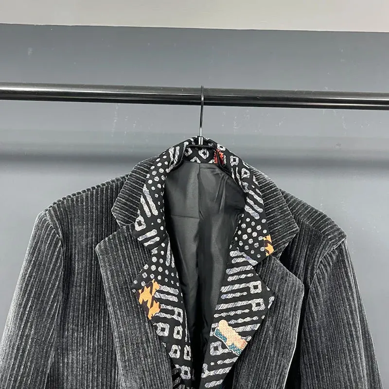 Asymmetric Fake Two Pieces Corduroy Blazer