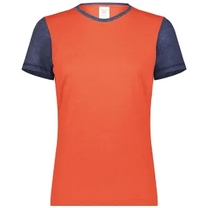 Augusta Sportswear Women's Orange Heather/Navy Heather Gameday Vintage Ringer Tee