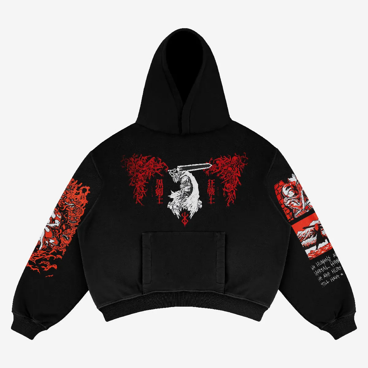 Berserk Anime Hoodie – Berserker Sword Warrior Design, 360 GSM Cotton, Classic Black High-Quality Print
