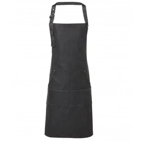 Bib Apron Denim Jeans Stitch Black, Indigo