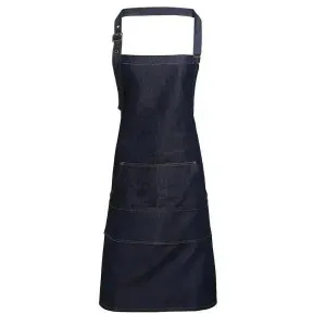 Bib Apron Denim Jeans Stitch Black, Indigo