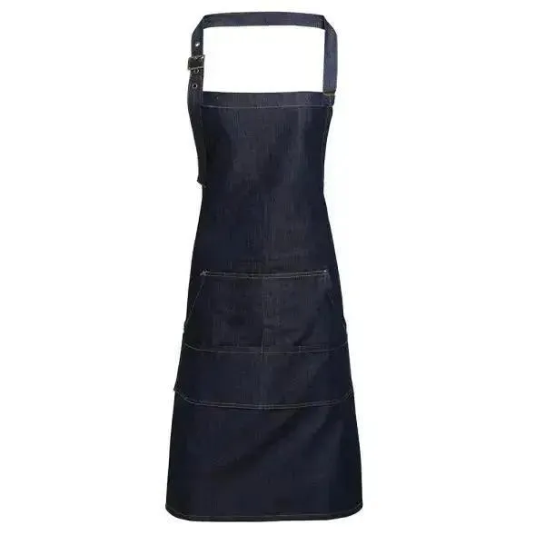 Bib Apron Denim Jeans Stitch Black, Indigo
