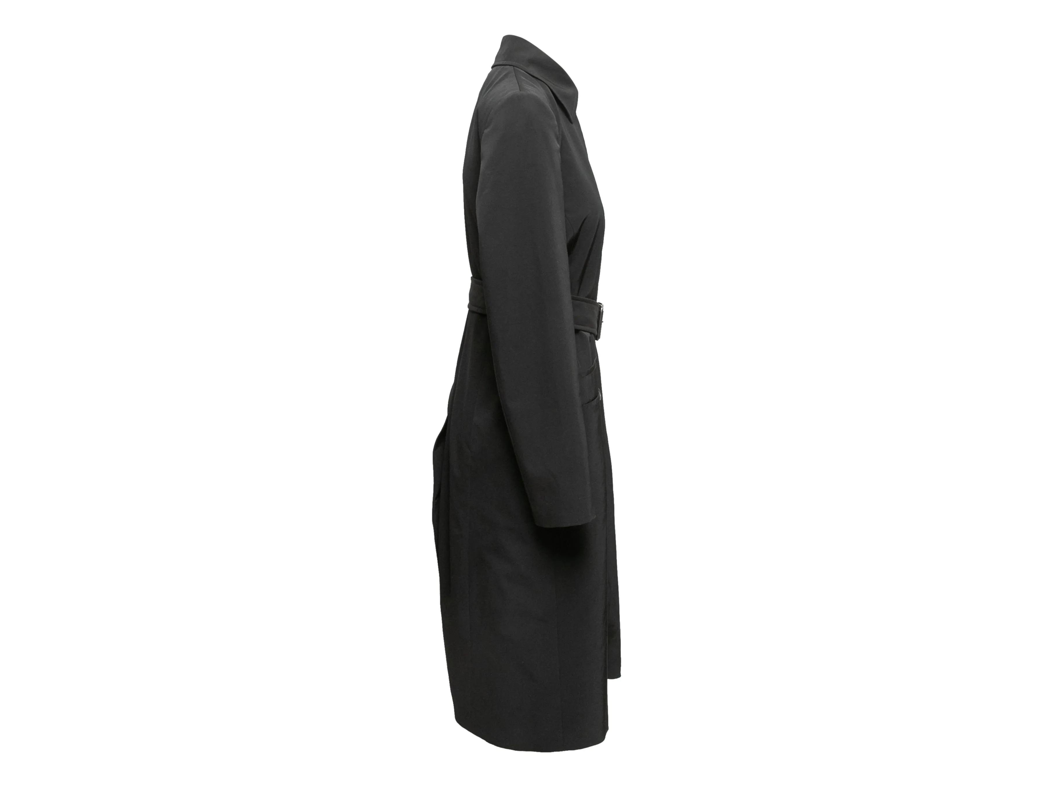 Black Prada Long Nylon Coat Size IT 44