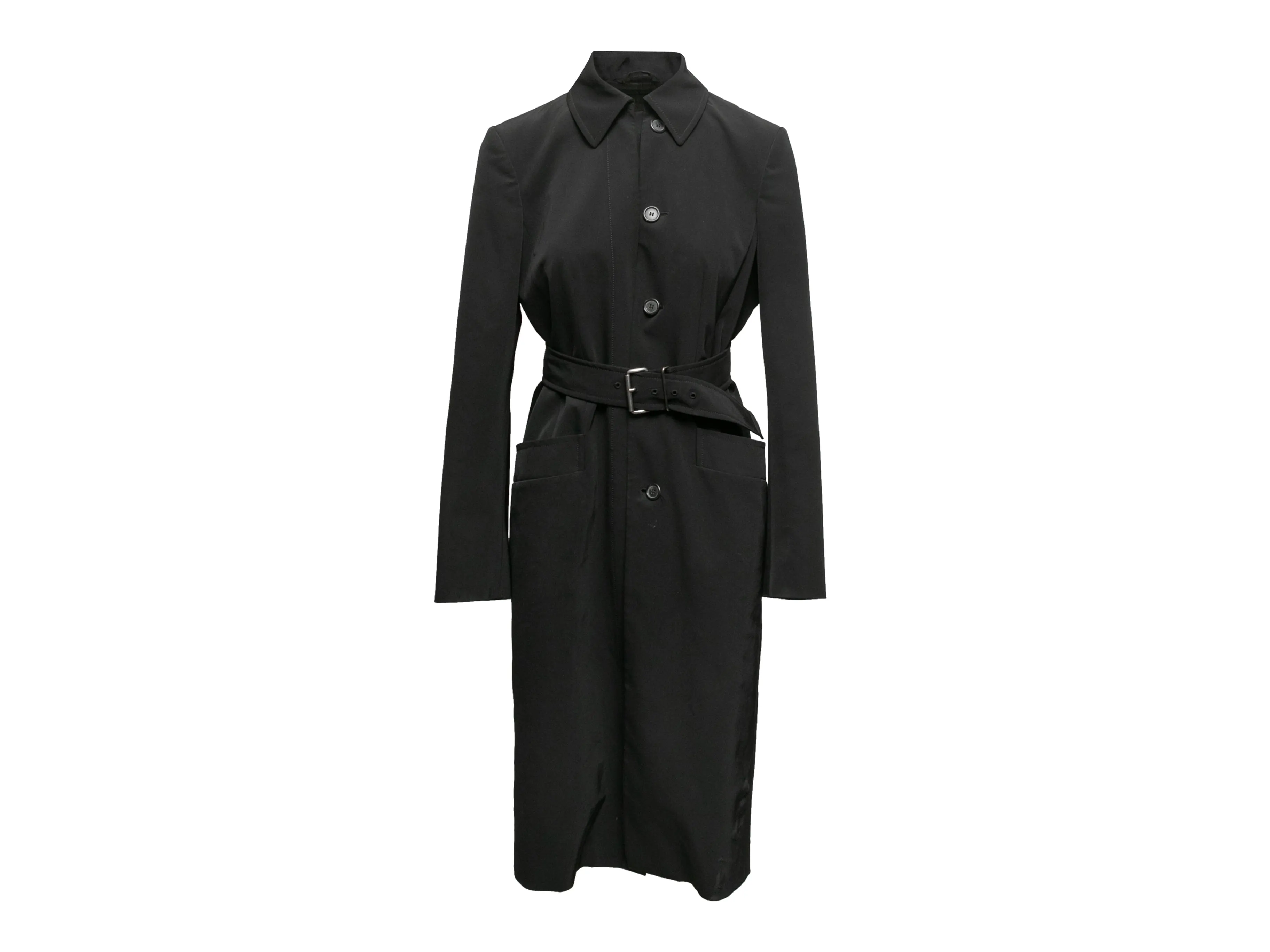 Black Prada Long Nylon Coat Size IT 44