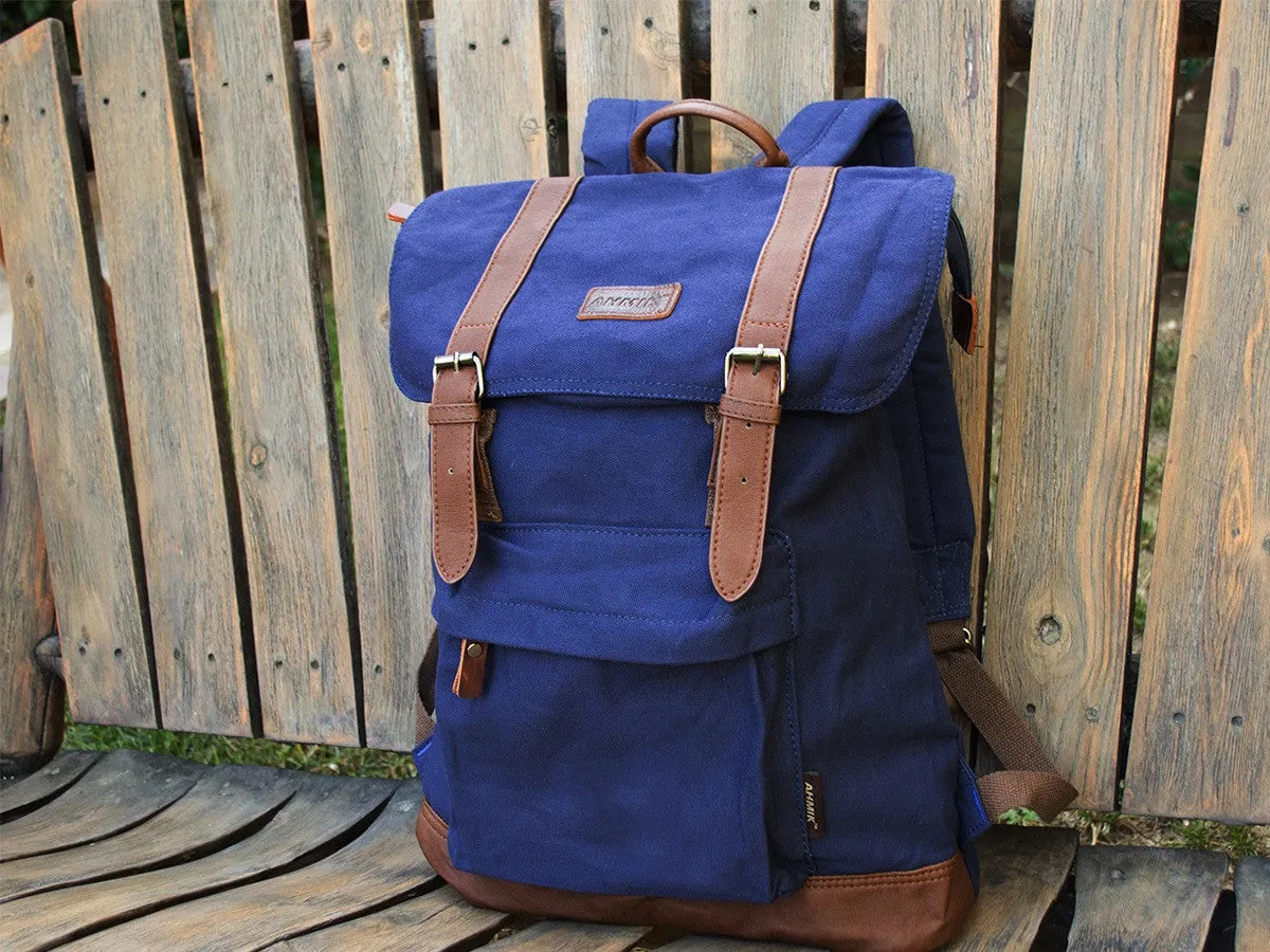 Blue School Backpack with Front Pocket