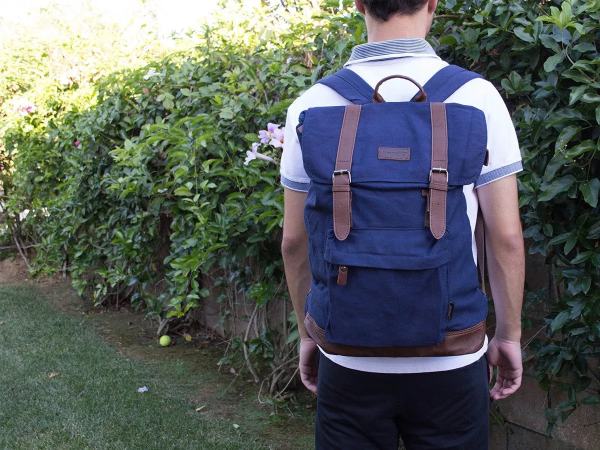 Blue School Backpack with Front Pocket
