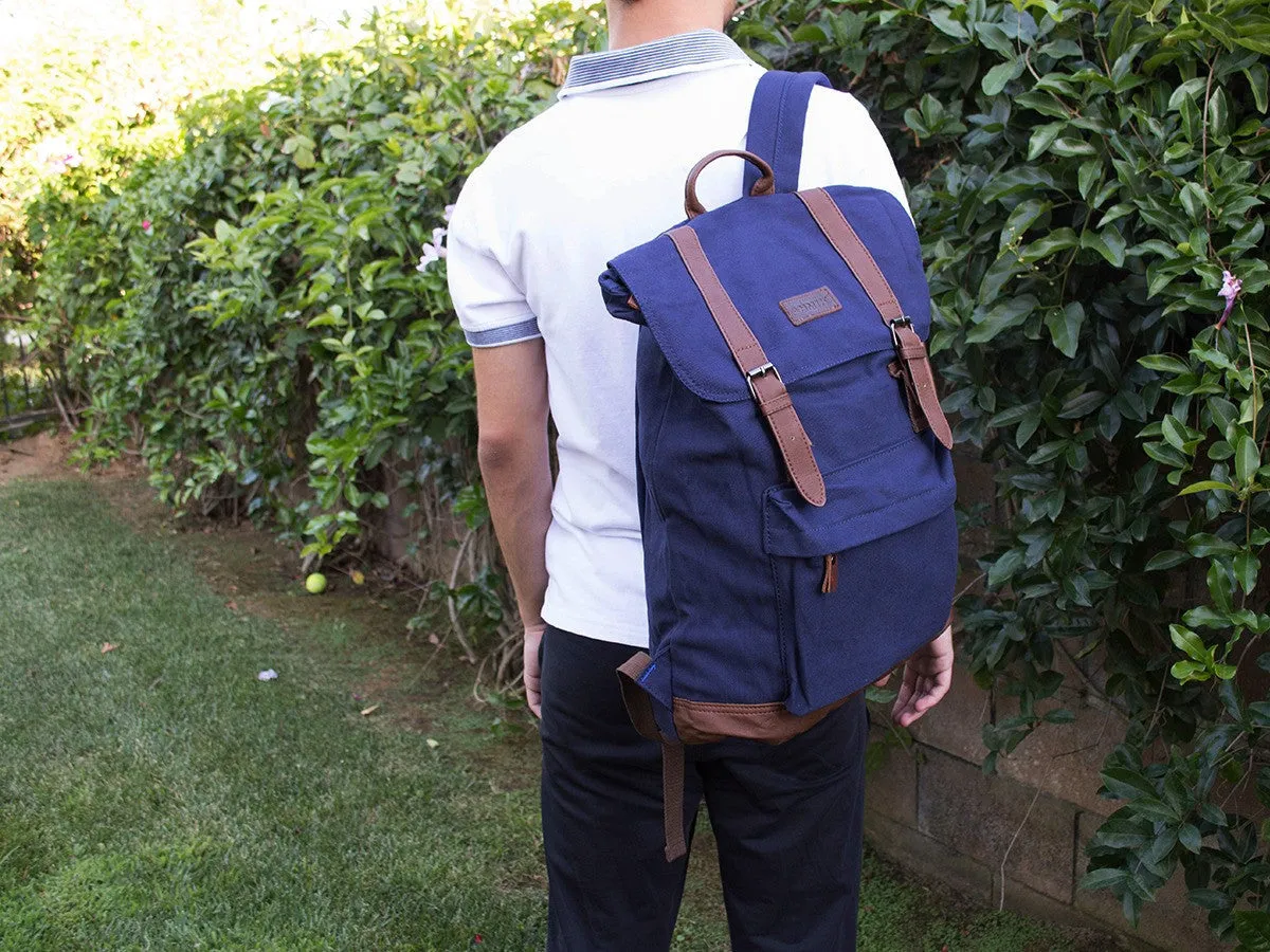 Blue School Backpack with Front Pocket