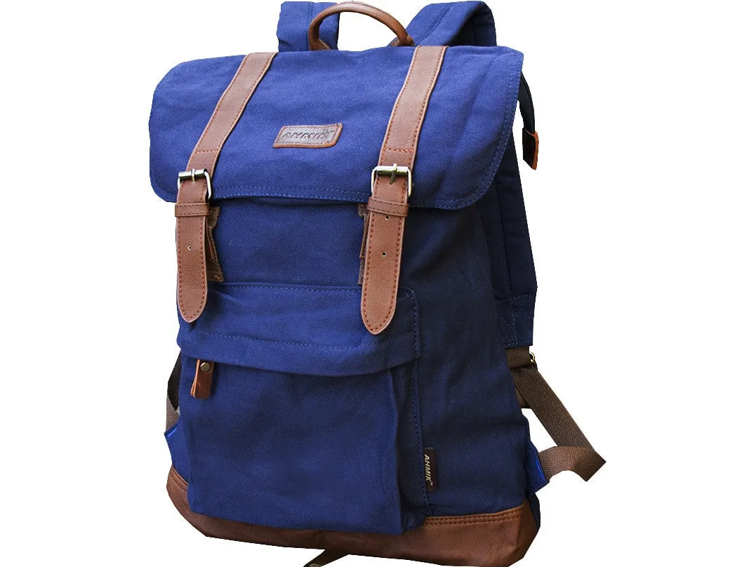 Blue School Backpack with Front Pocket