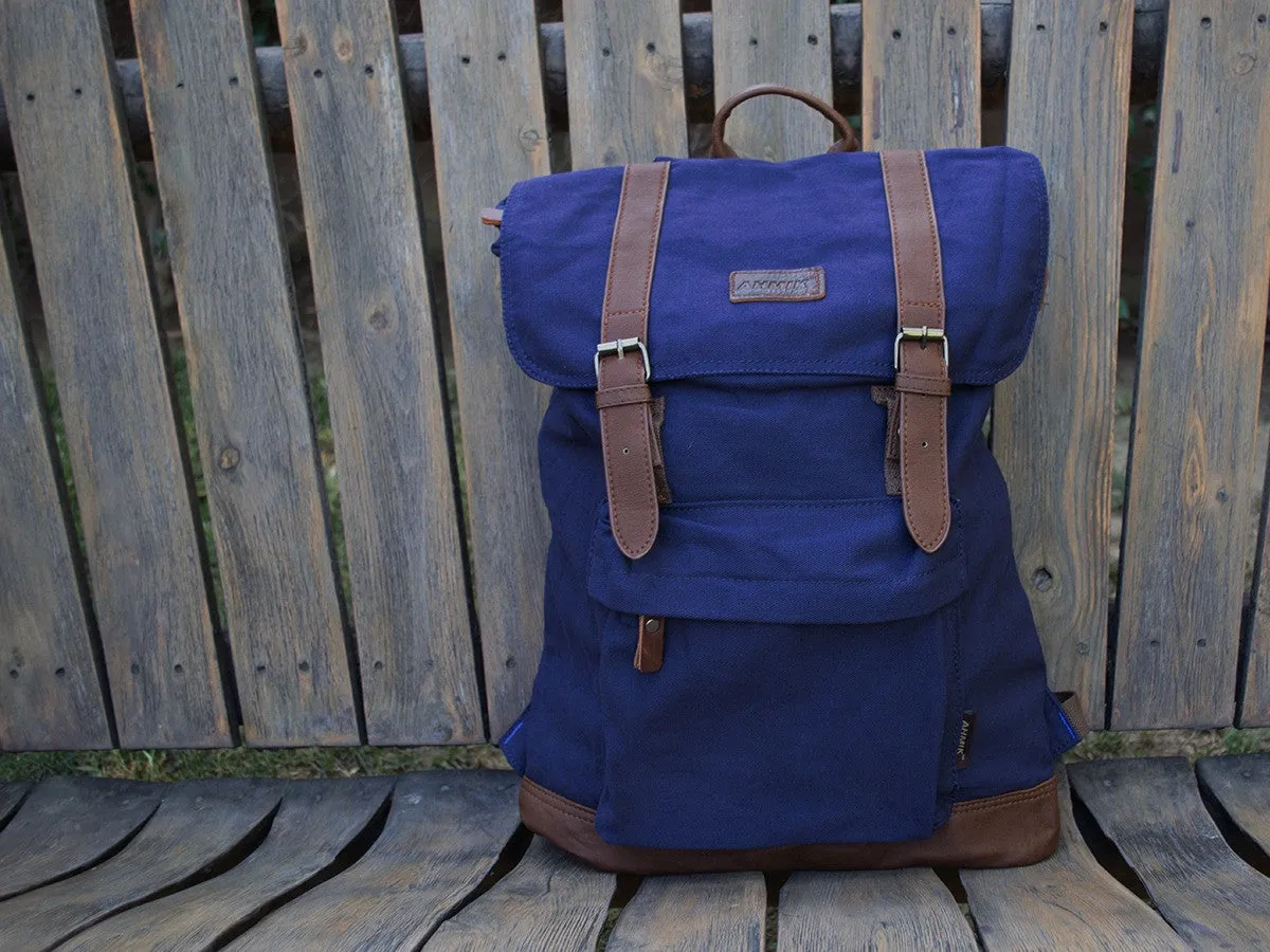 Blue School Backpack with Front Pocket