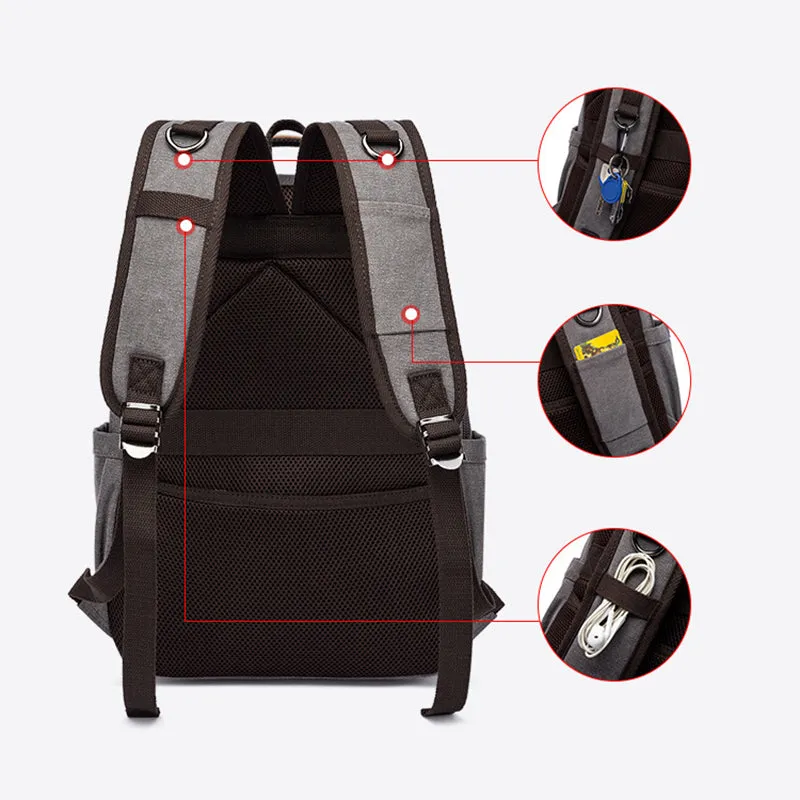 Canvas Laptop Backpack Canvas Travel Backpack Unisex Backpack For Work