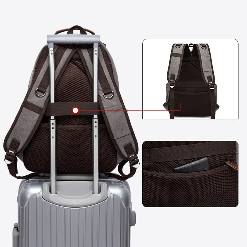Canvas Laptop Backpack Canvas Travel Backpack Unisex Backpack For Work