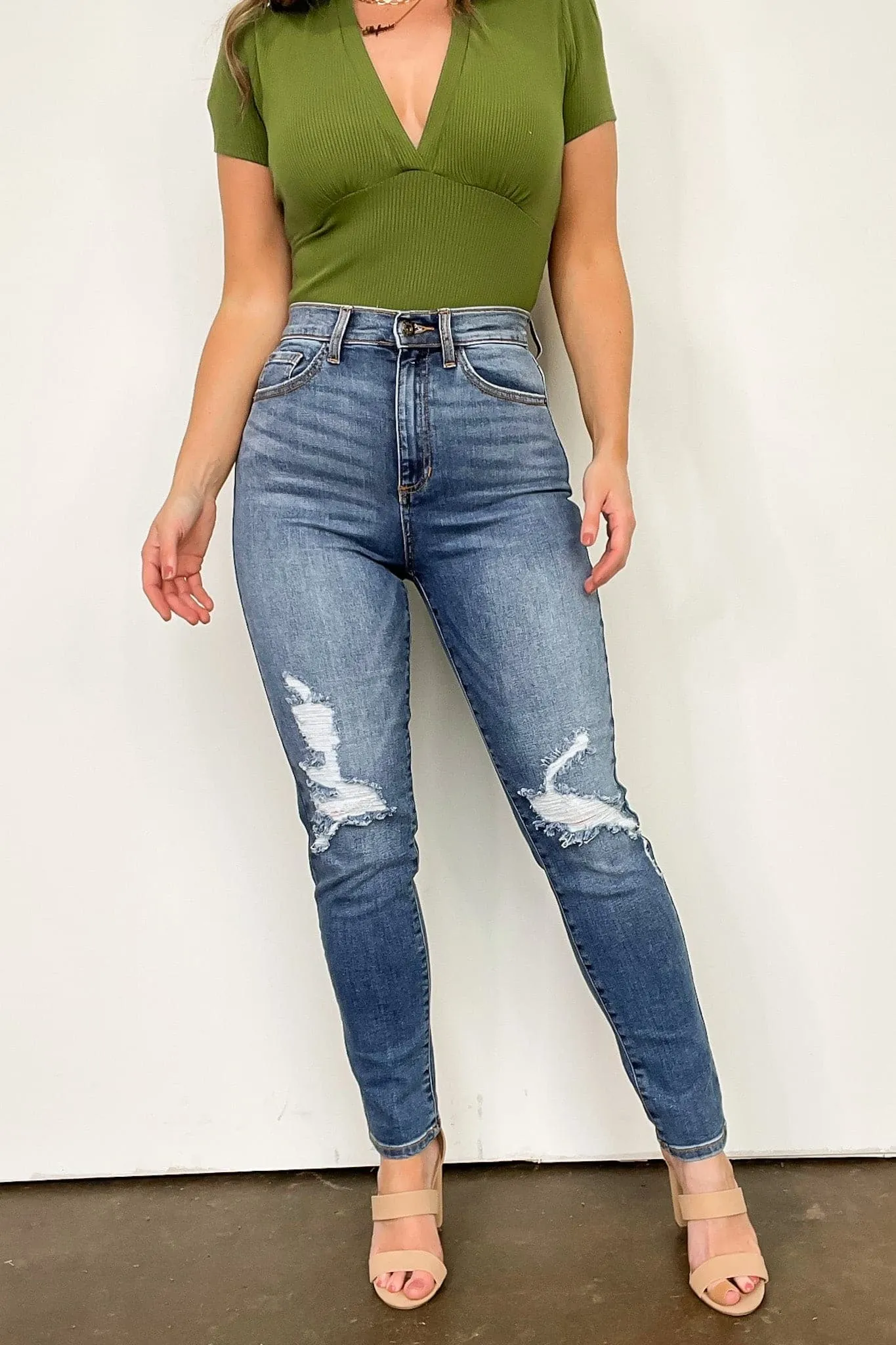 Carlenah Distressed Straight Jeans - FINAL SALE