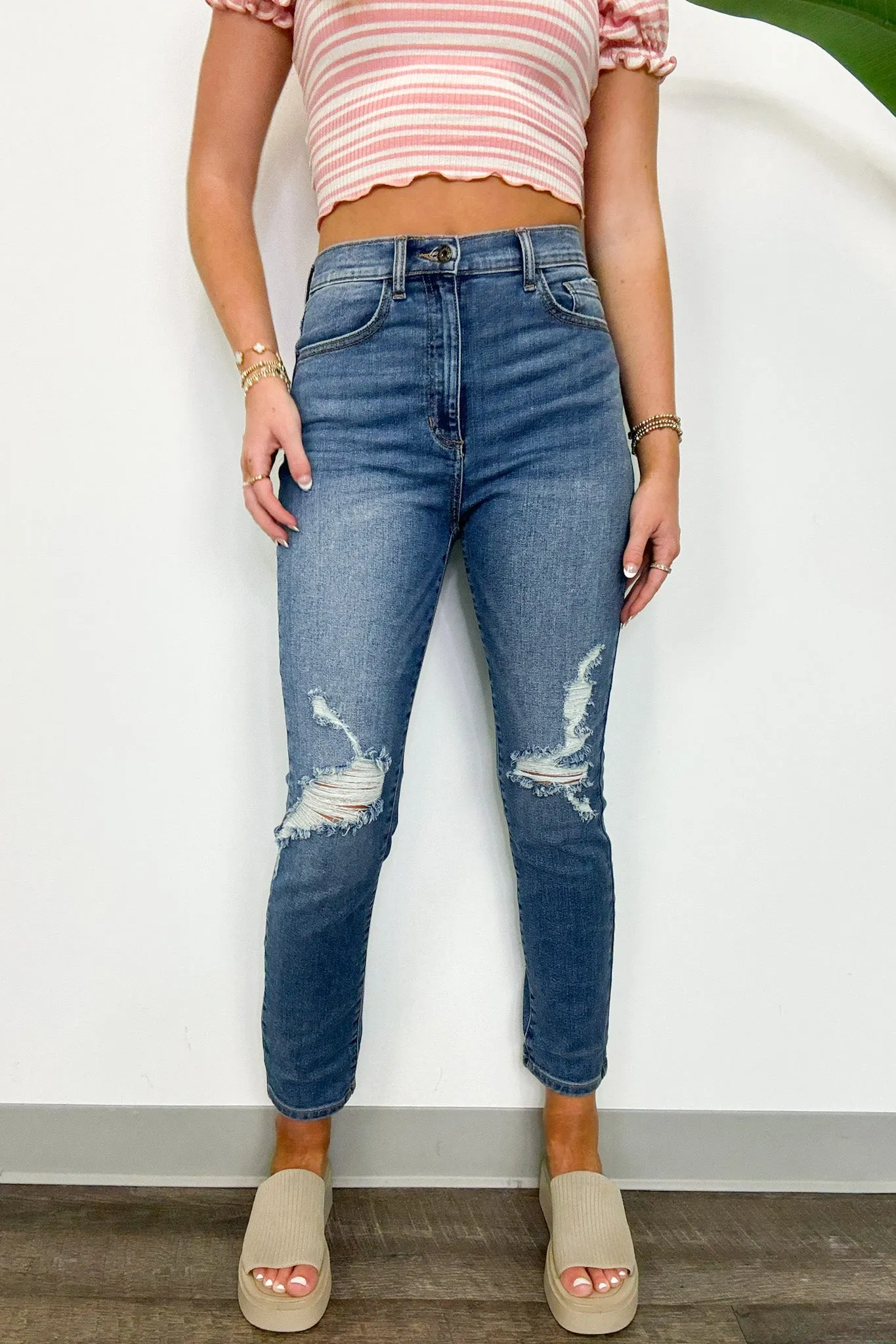 Carlenah Distressed Straight Jeans - FINAL SALE