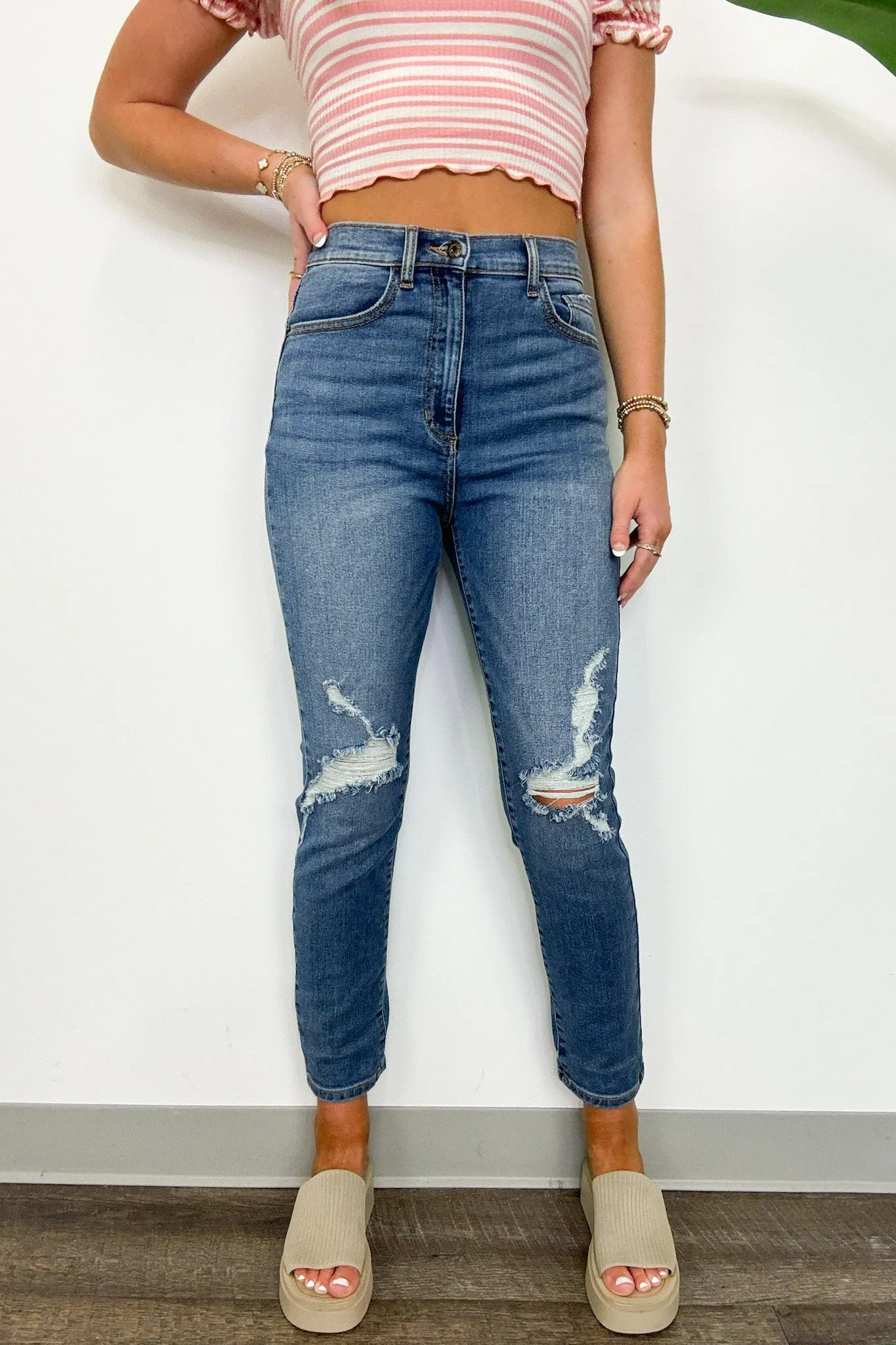 Carlenah Distressed Straight Jeans - FINAL SALE