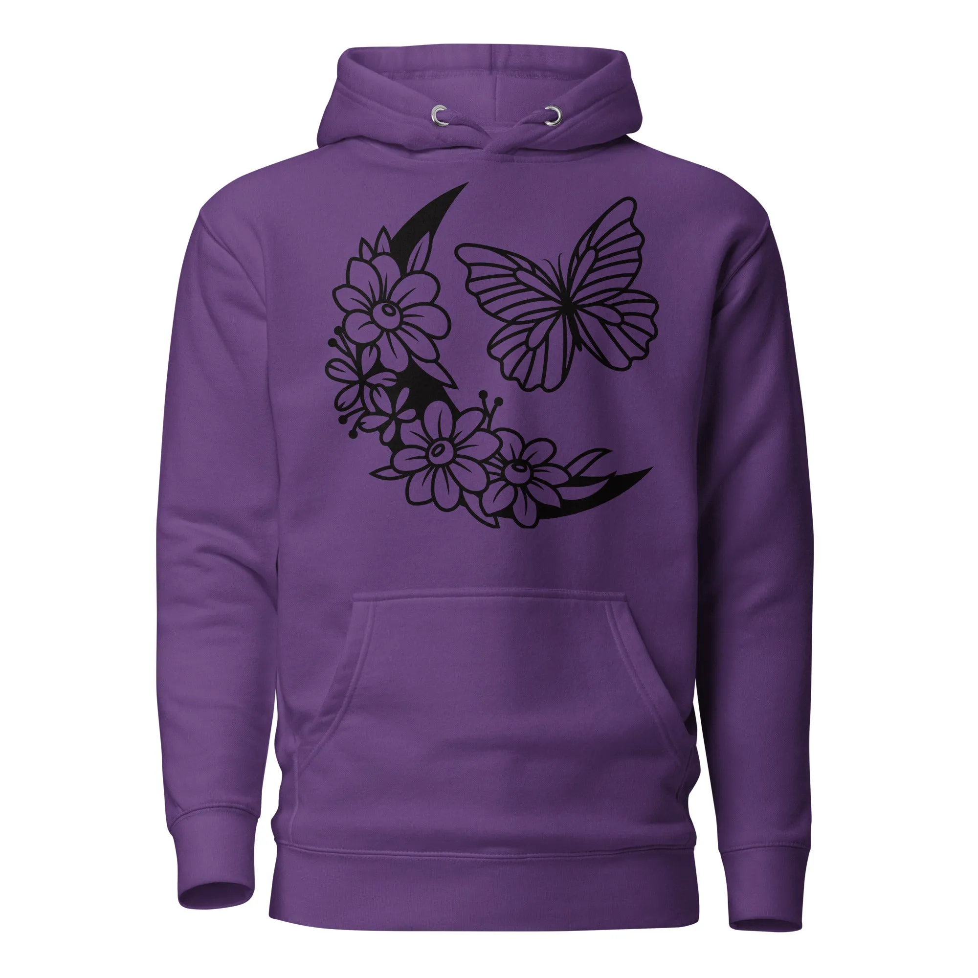 Celestial Moon & Butterfly Design Hoodie – Embrace Comfort & Style, lioness-love