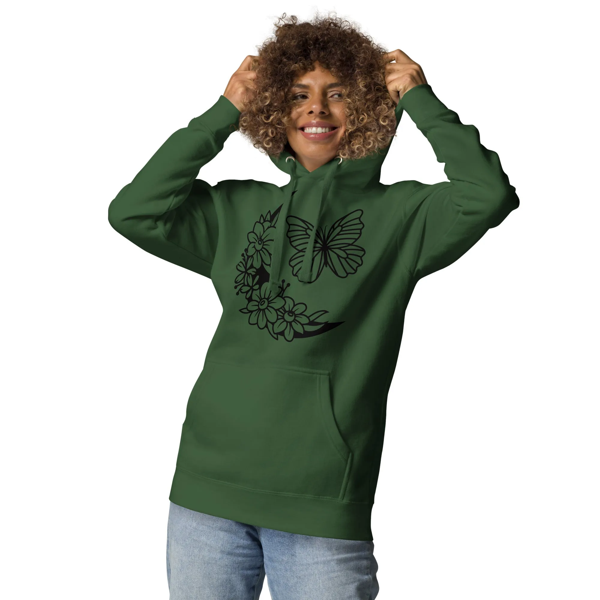 Celestial Moon & Butterfly Design Hoodie – Embrace Comfort & Style, lioness-love