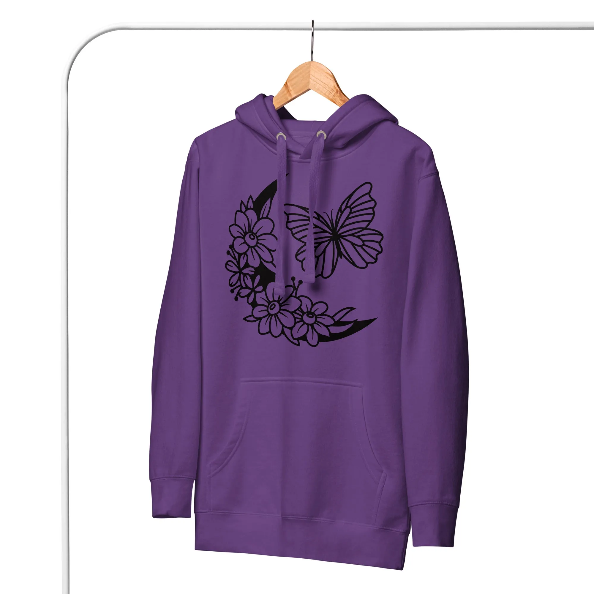 Celestial Moon & Butterfly Design Hoodie – Embrace Comfort & Style, lioness-love