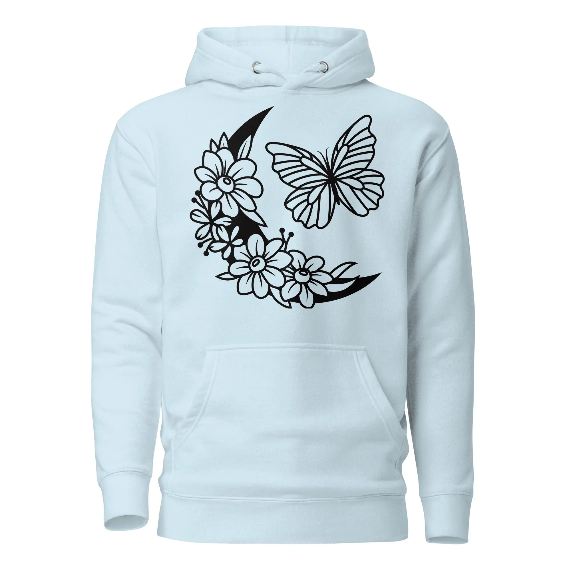Celestial Moon & Butterfly Design Hoodie – Embrace Comfort & Style, lioness-love