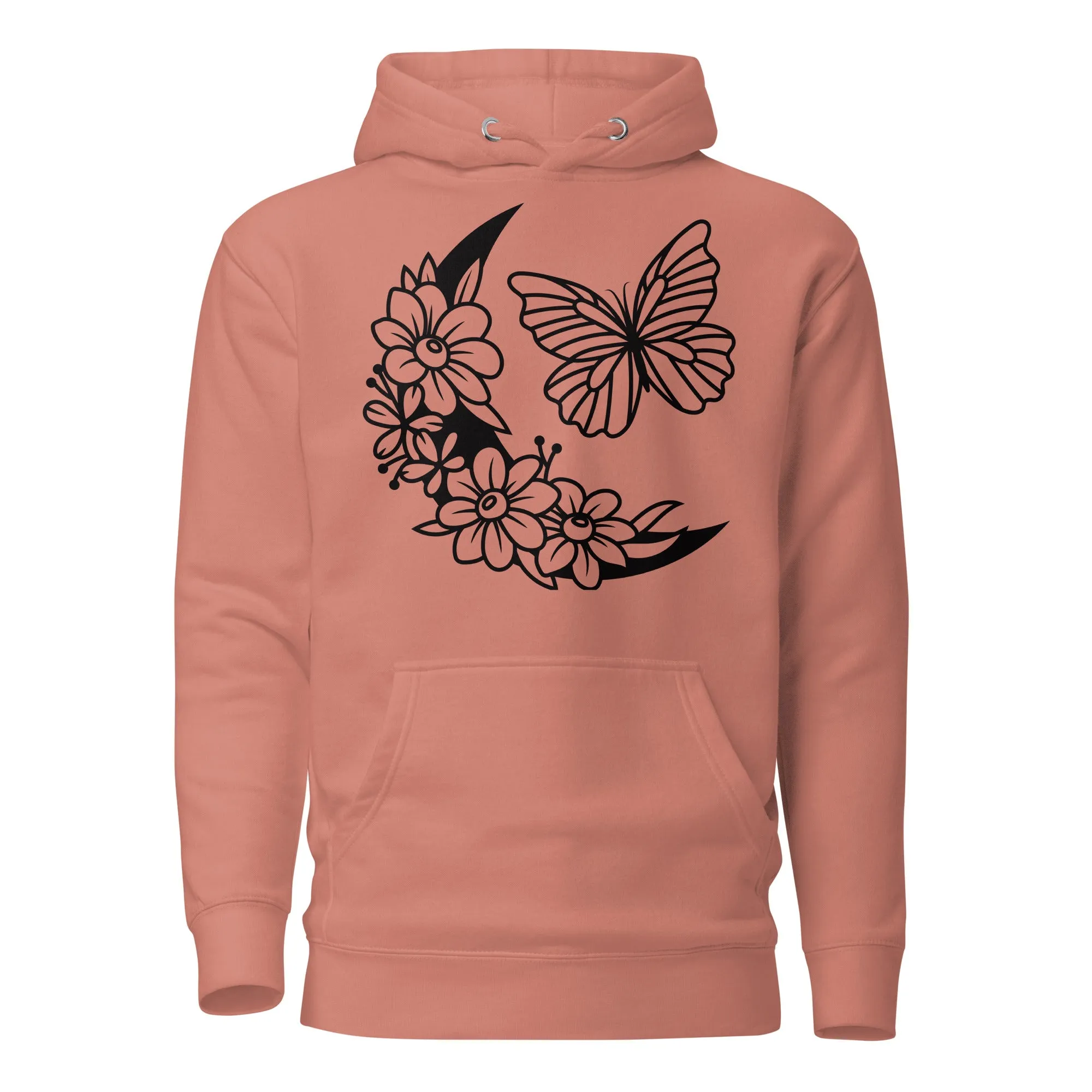 Celestial Moon & Butterfly Design Hoodie – Embrace Comfort & Style, lioness-love