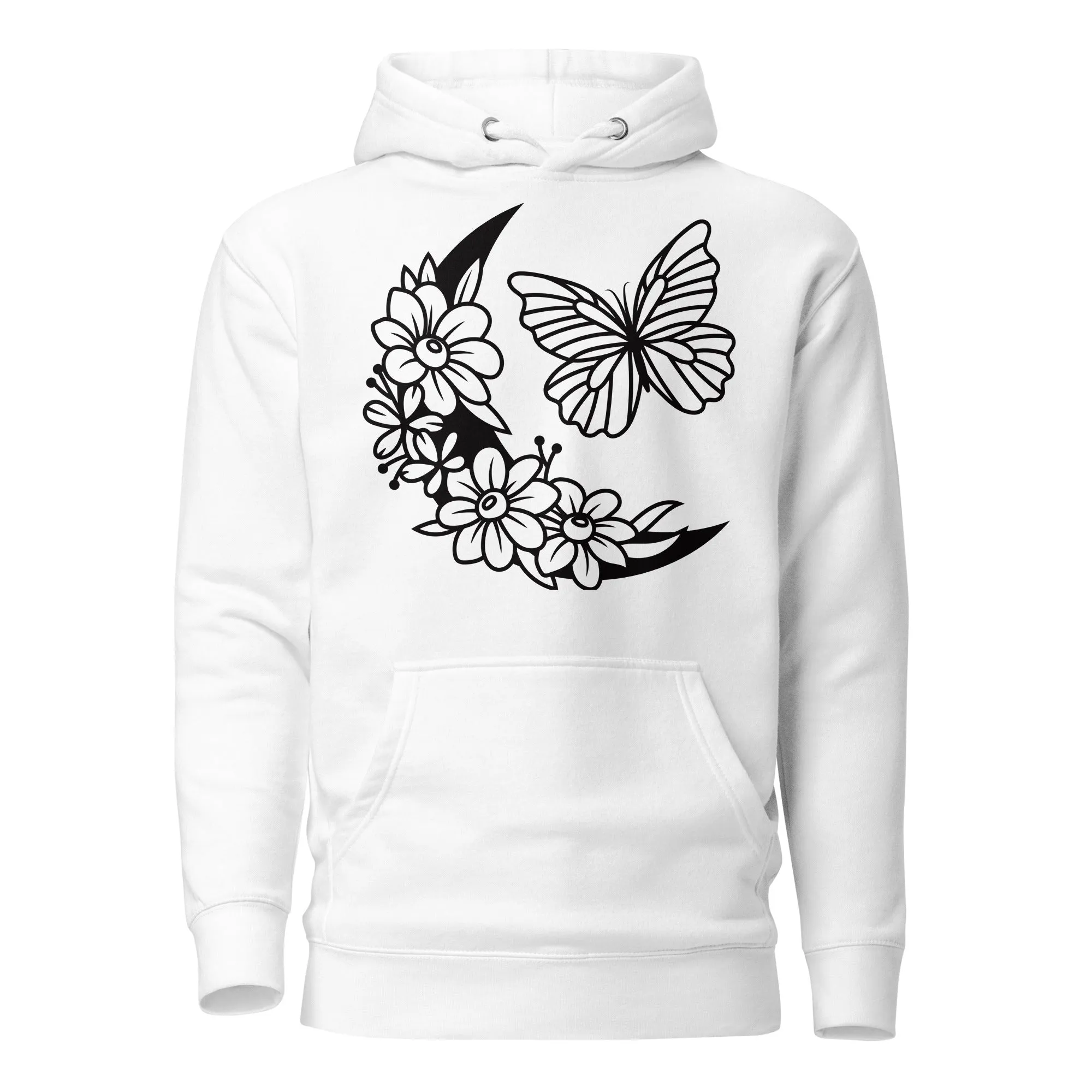 Celestial Moon & Butterfly Design Hoodie – Embrace Comfort & Style, lioness-love