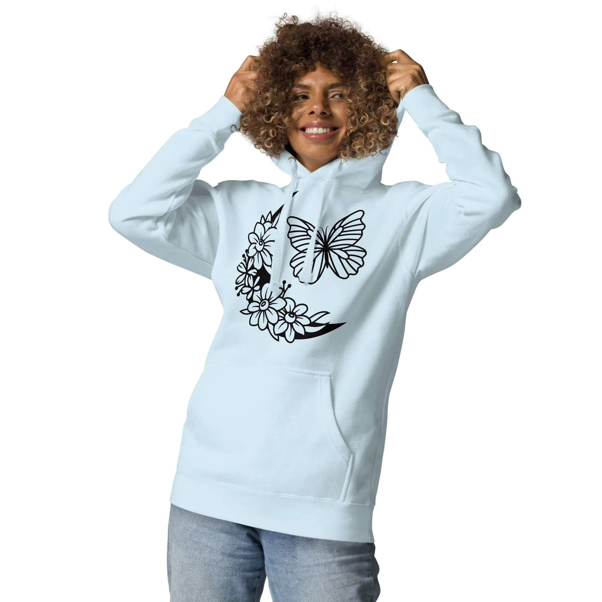 Celestial Moon & Butterfly Design Hoodie – Embrace Comfort & Style, lioness-love