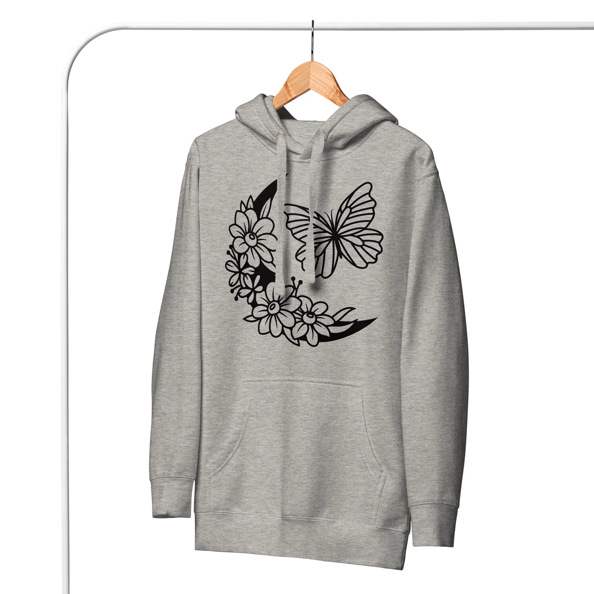 Celestial Moon & Butterfly Design Hoodie – Embrace Comfort & Style, lioness-love