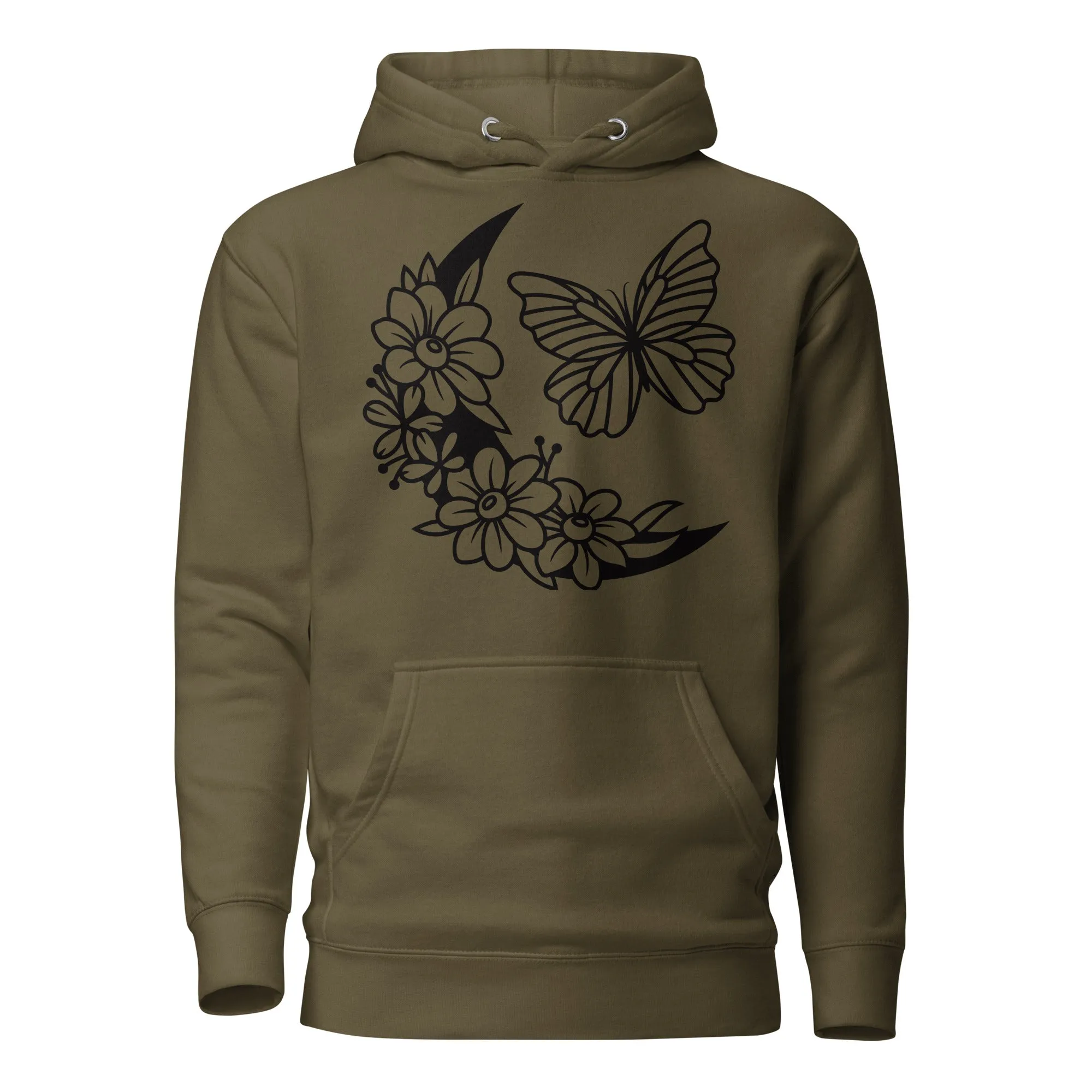 Celestial Moon & Butterfly Design Hoodie – Embrace Comfort & Style, lioness-love