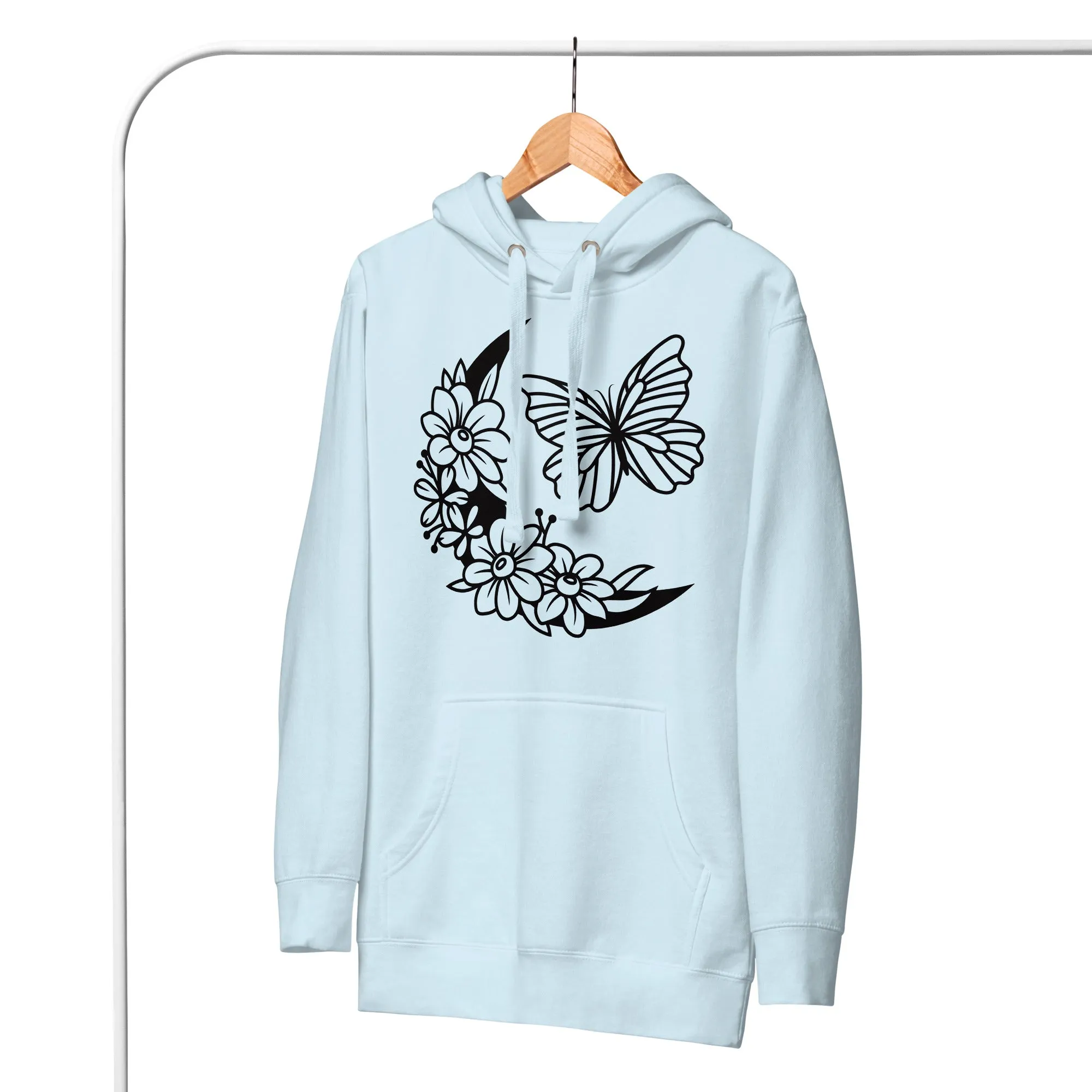 Celestial Moon & Butterfly Design Hoodie – Embrace Comfort & Style, lioness-love