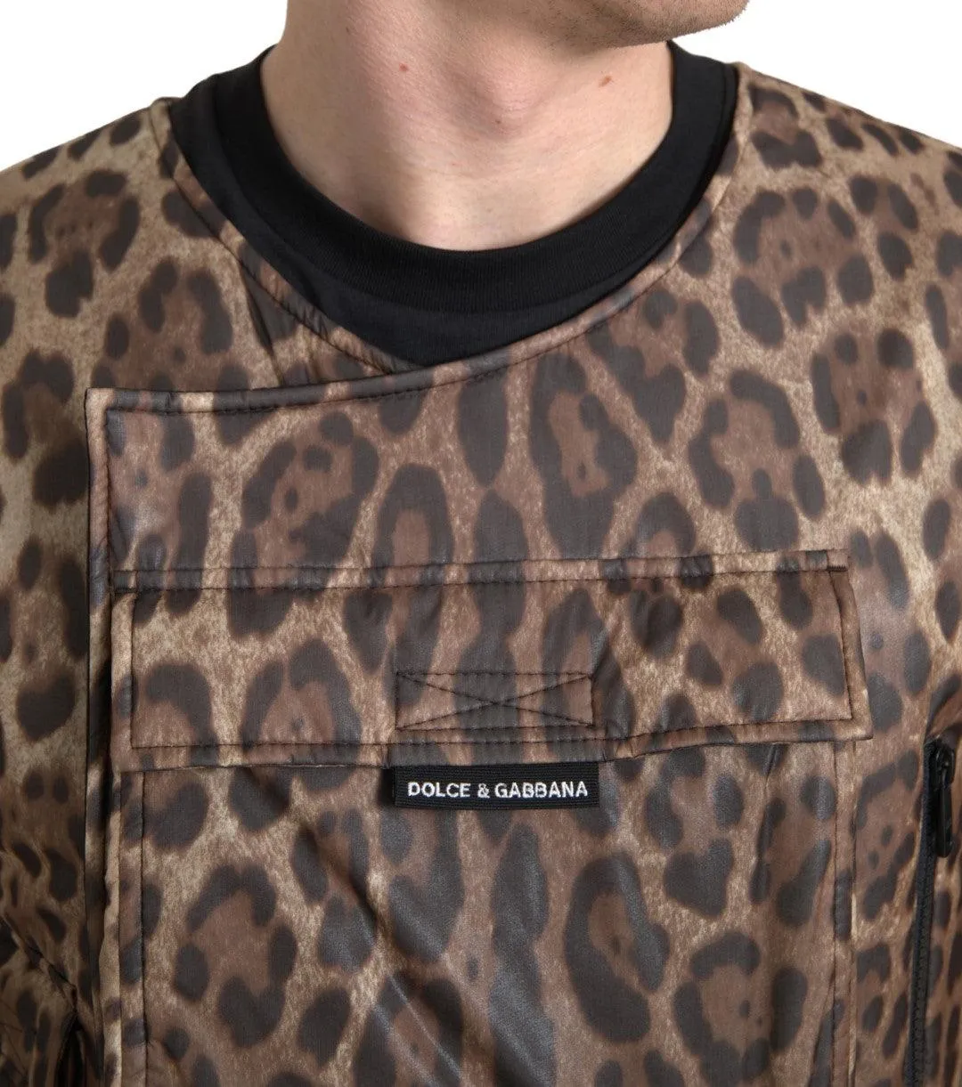 Dolce & Gabbana Brown Leopard Silk Sleeveless Sportswear