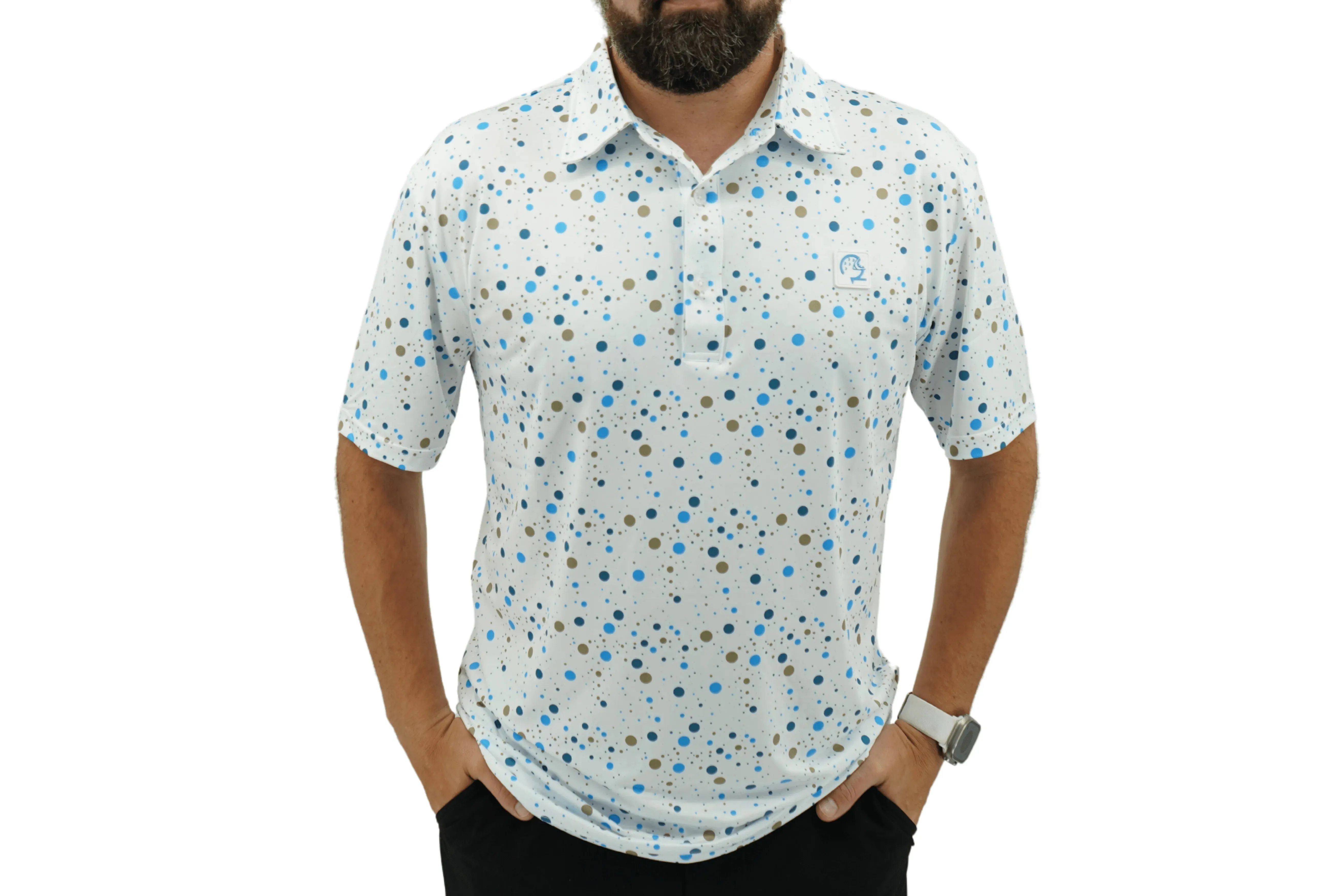 Drippin Dots Fusion Polo - Graphic Golf Polo with Artistic Dot Design