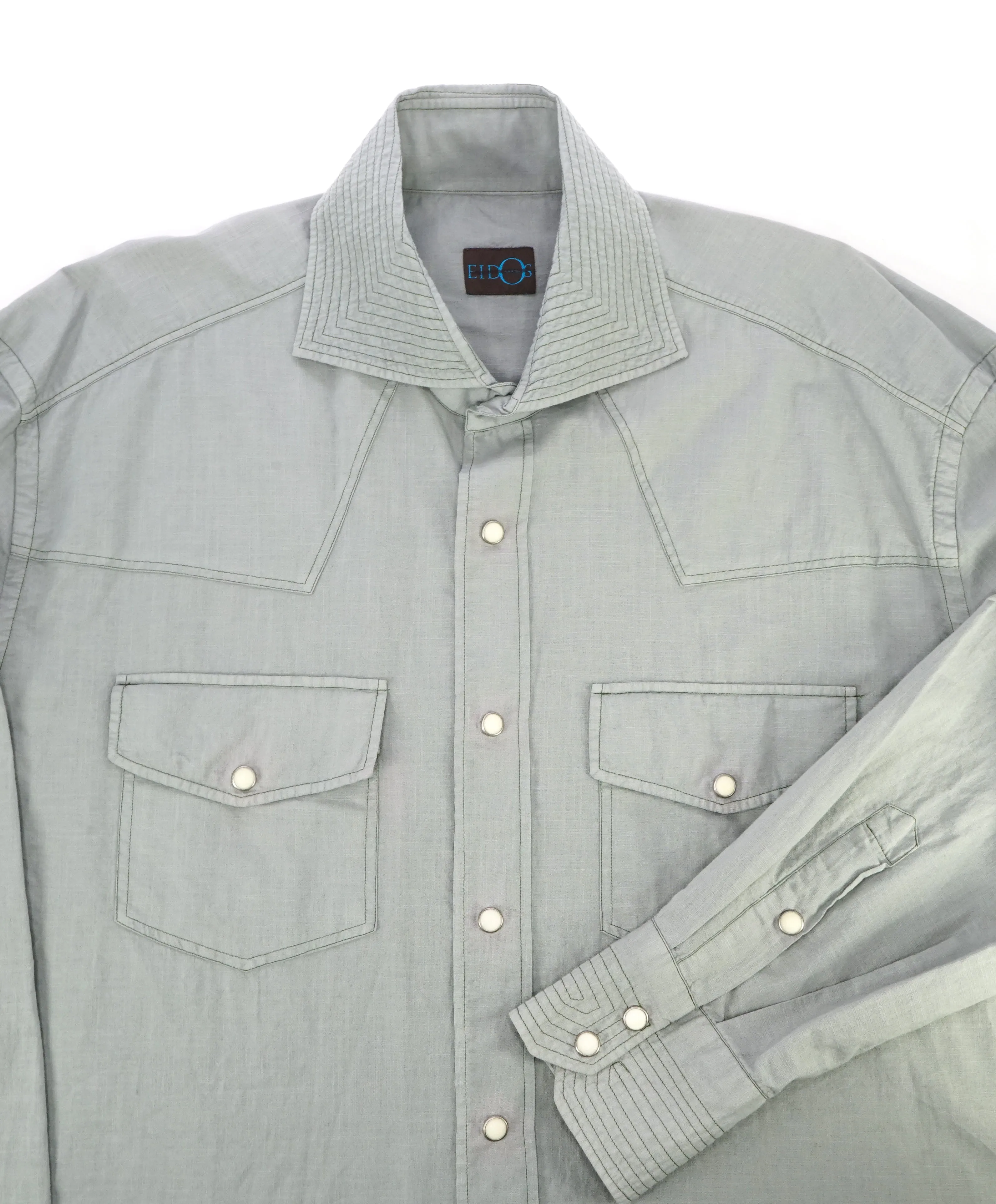 EIDOS - Gray Western Style Button Down Shirt W Snaps - 17 43