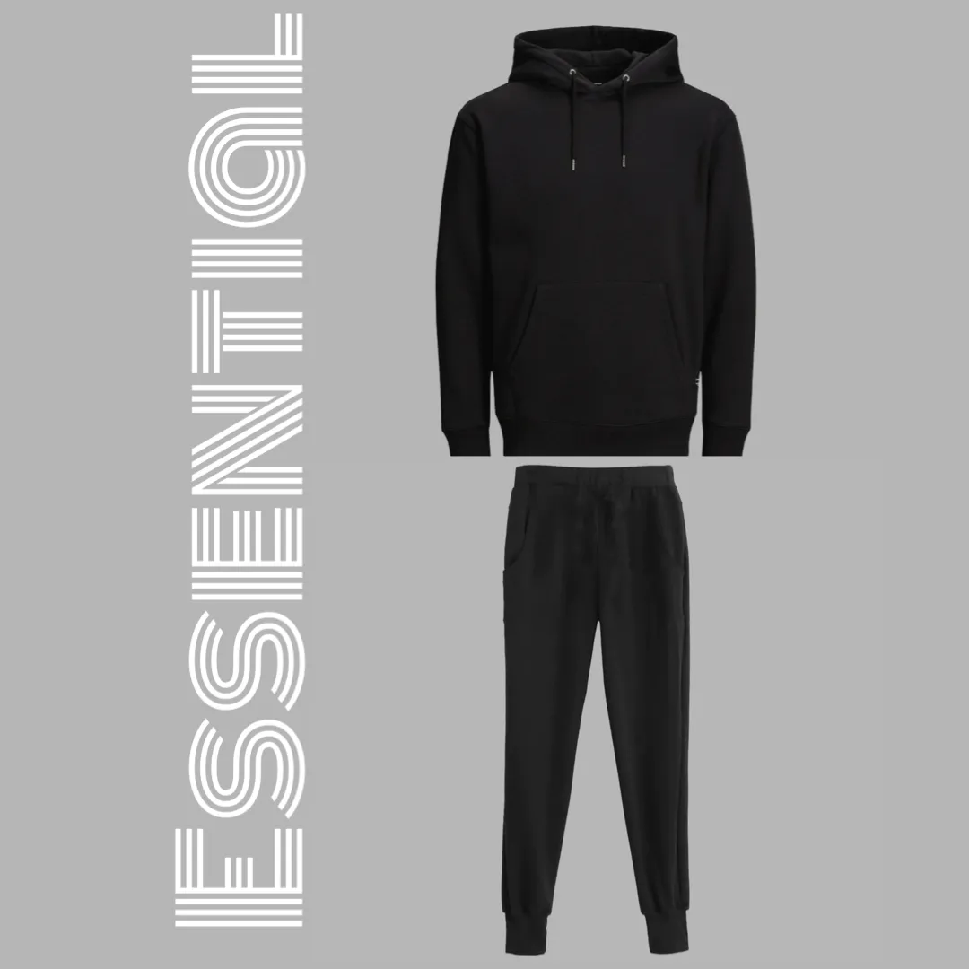 Essential Black Hoodie Tracksuit