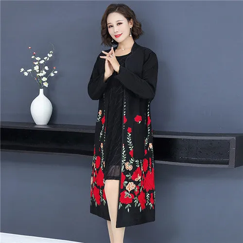 Floral Long Cardigan Coat