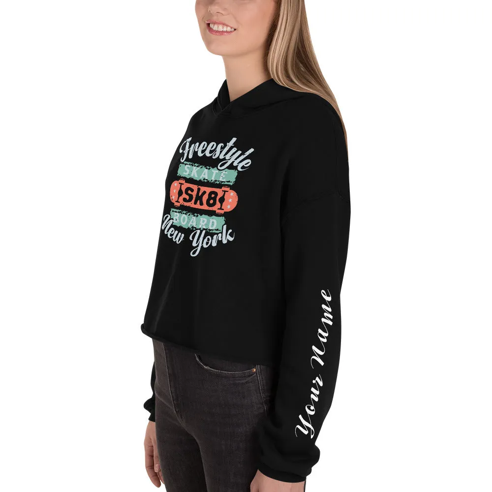 Freestyle Skateboard Personalised Crop Hoodie