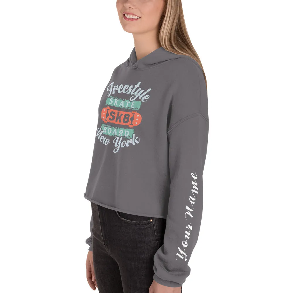Freestyle Skateboard Personalised Crop Hoodie