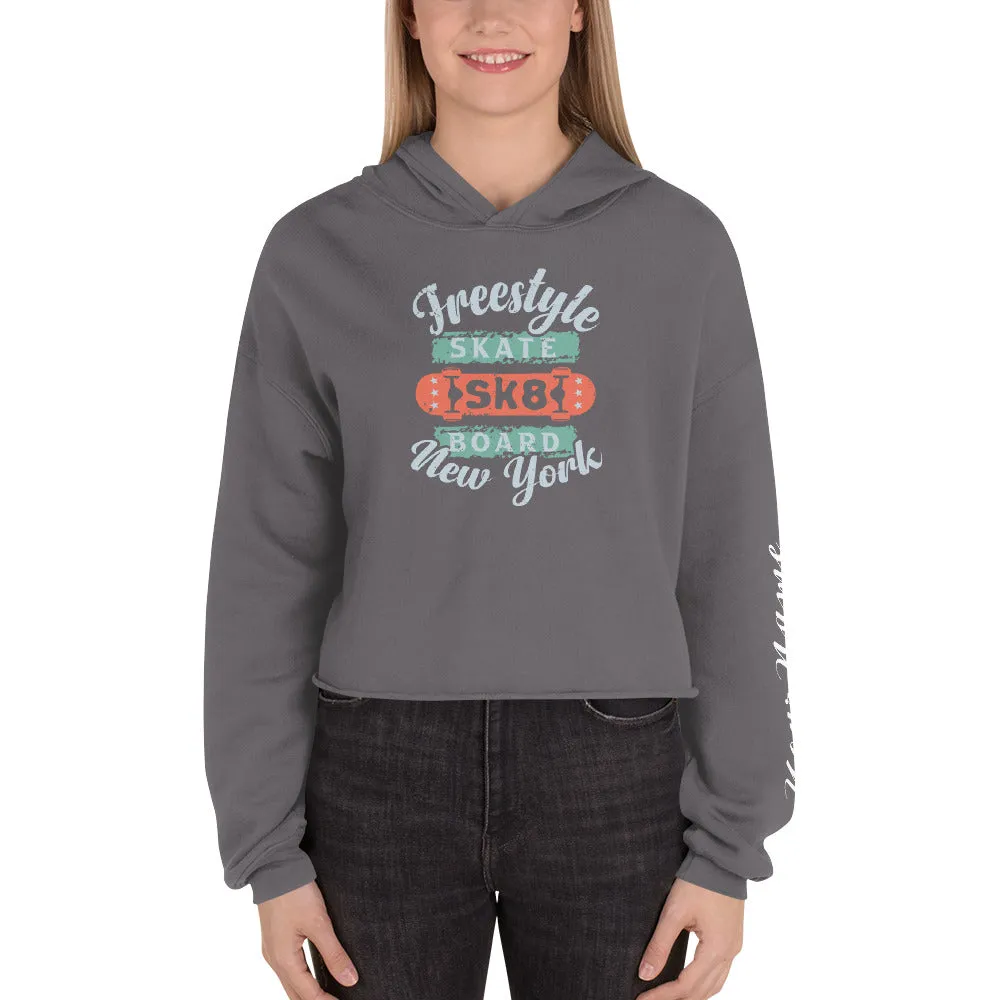 Freestyle Skateboard Personalised Crop Hoodie