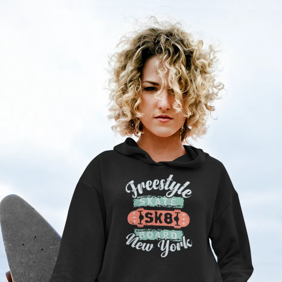 Freestyle Skateboard Personalised Crop Hoodie