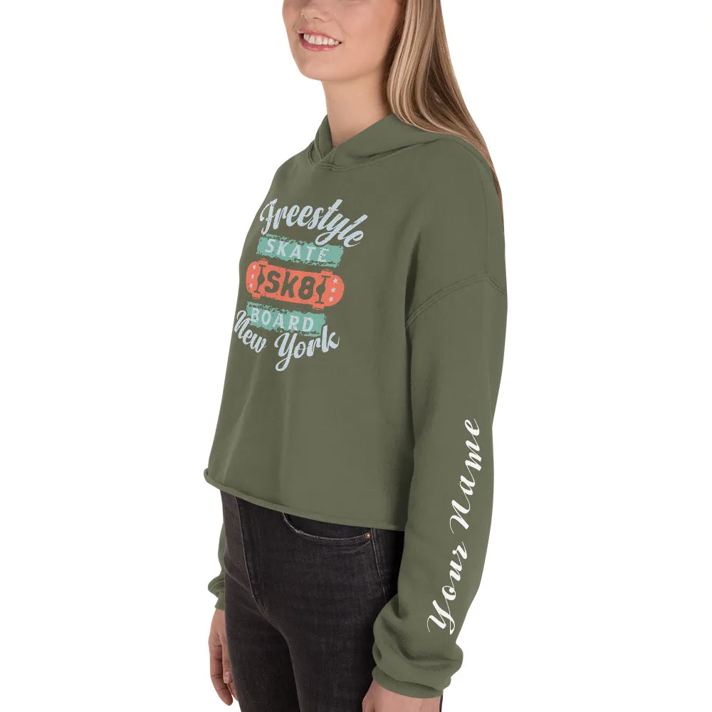 Freestyle Skateboard Personalised Crop Hoodie