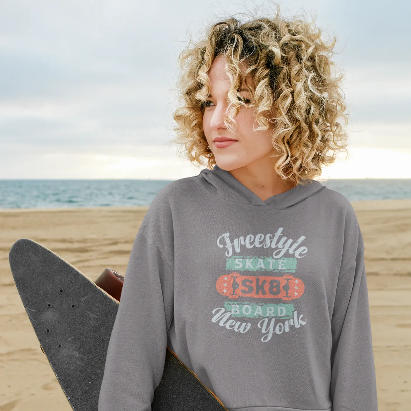 Freestyle Skateboard Personalised Crop Hoodie